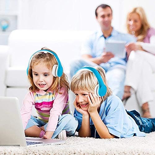 Kids Headphones with Cord, Toddler Headphones with Sharing Function, 85dB/93dB Safe Volume Limit, for Toddler Children Baby Boys Girls On-line Study, School, Travel use (Blue)