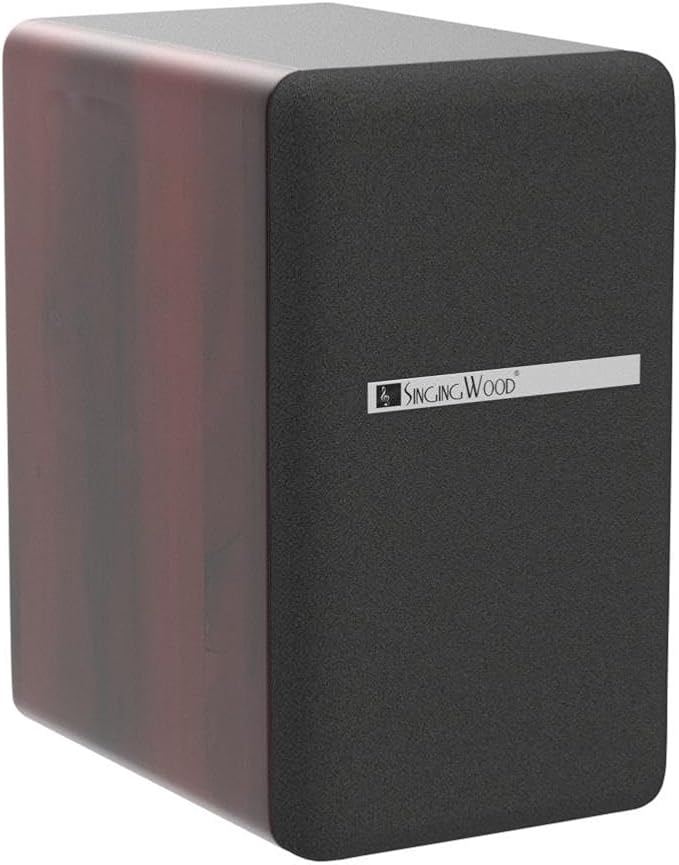 SINGING WOOD BT27 Active Bluetooth Bookshelf Speakers - 60W Powered Studio Monitors, Home Theater Computer Speakers with RCA, Treble/Bass Control, DSP & DRC | HiFi Sound, Wood Grain Finish (Walnut)