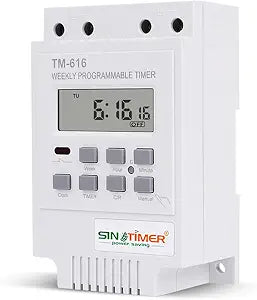 TM616 220V Weekly Programmable Timer 30A Digital Time Switch, Din Rail Mount-18 On/Off Setting Bell Timing Control, Countdown Timer (White)