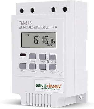 TM616 220V Weekly Programmable Timer 30A Digital Time Switch, Din Rail Mount-18 On/Off Setting Bell Timing Control, Countdown Timer (White)