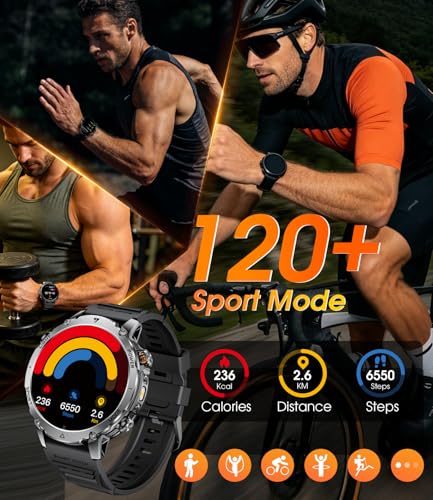 LIGE Military Smart Watch for Men, 1400mAh 60-Days Battery, 1.85" HD Smartwatch with LED Flashlight, 100+ Sports Mode, IP68 Waterproof, Pedometer, Fitness Watch for Android iOS - Image 6