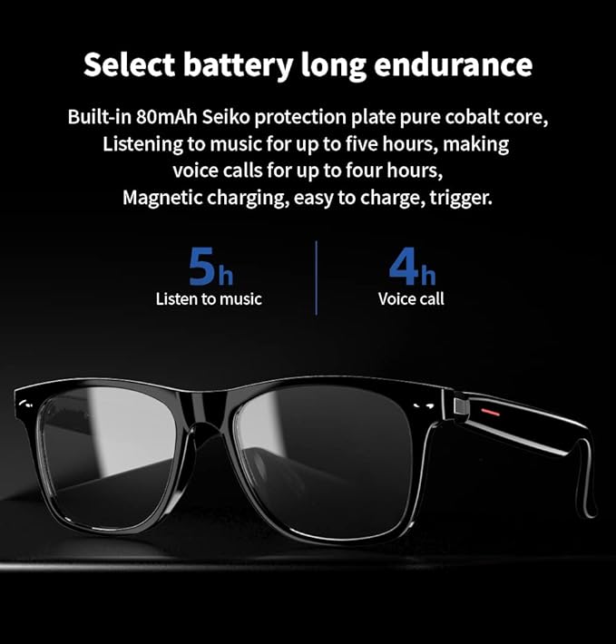 IVY TWS Smart Bluetooth Audio Glasses - Blue Light Blocking & Sunglasses Lens kits for Office Outdoor Sports Drive - Smart Glasses for Men & Women - Transparent Frame