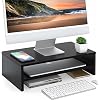 FITUEYES Wooden Monitor Stand Riser, 2-Tier Desk Storage Shelf, Black