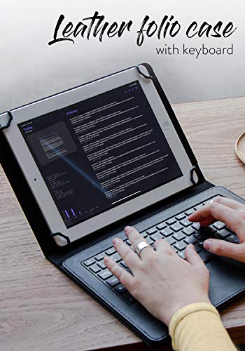 COOPER Infinite Executive Universal Tablet Keyboard Case for 7, 7.9, 8 inch | Tablet Case with Keyboard & 2-in-1 Leather Folio Cover | Bluetooth, Wireless, Hotkeys | Android, Windows, iPadOS (Black)