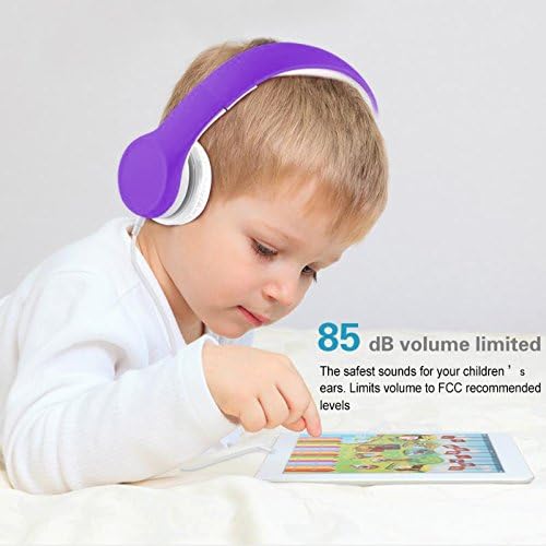 Kids Headphones with Cord, Toddler Headphones with Sharing Function, 85dB/93dB Safe Volume Limit, for Toddler Children Baby Boys Girls On-line Study, School, Travel use (Purple)