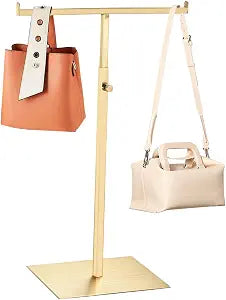 T Shaped Purse Display Stand Adjustable Height,Stainless Steel Countertop Jewelry/Scarf/Handbag Display Stand for Boutique Store,Gold