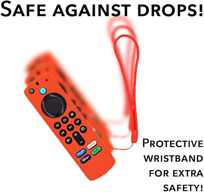 Firestick Remote Cover Case Compatible with 3rd Gen Fire TV Stick 2021 4K Alexa Voice Remote Control Non Slip Silicone Protective Shock Resistant Sleeve with Lanyard 1 Pack Red
