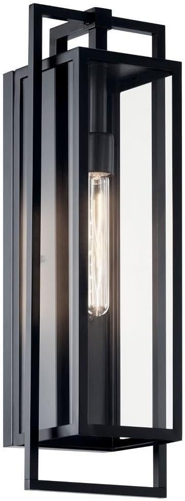 Kichler Goson 24" Outdoor Wall Light in Black, 1-Light Modern Exterior Wall Lantern with Clear Glass for Porch, Patio, Garage, (24" H x 8" W x 7" L), 59089BK