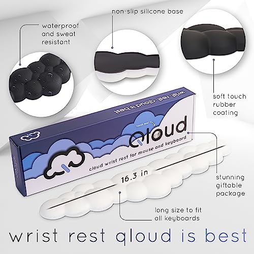 Cloud Keyboard Wrist Rest – Create-ables Qloud Cloud Wrist Rest for Computer Keyboard and Mouse, Ergonomic Memory Foam Wrist Pad with Non-Slip Base, Includes Cloud Mouse Pad – Beige