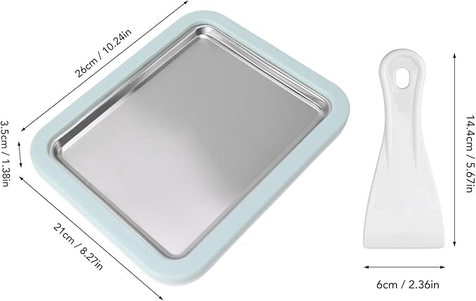 Fdit Ice Cream Maker, Rolled Ice Cream Maker, Stainless Steel Cold Pan Plate Homemade DIY Serve with 2 Spatula for Ice Cream Slushies Yogurt
