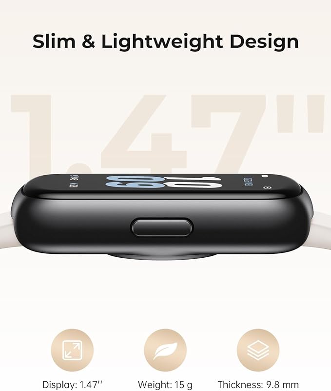 Fitness Tracker with 24/7 Heart Rate Monitor, Sleep Tracker - 3 ATM Waterproof Fitness Watch Calorie Step Counter Smart Watch Includes 3 Sport Bands for Android iOS Women Men, Black/Starlight