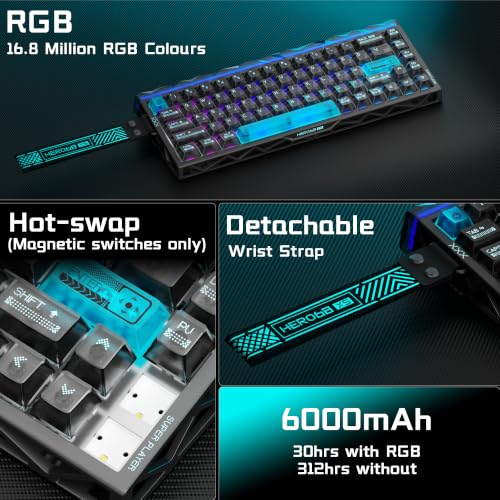 Aula Hero 68 XS 60% Hall Effect Wireless Gaming Keyboard with 0.005mm RT - Image 7