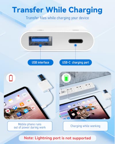 USB C to USB Camera Adapter with 30W PD Charging Port