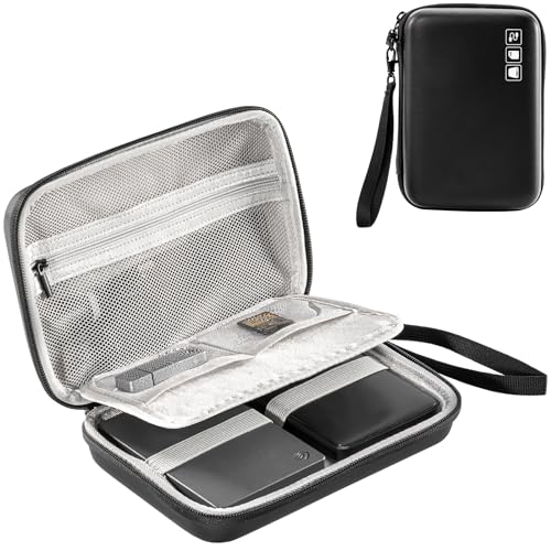ProCase Hard Drive Case for Canvio Basics Western Digital WD Elements My Passport Seagate Portable Backup Plus Slim 1TB 2TB 3TB 4TB USB 2.5, Portable External Case for 2 Hard Drives -Black