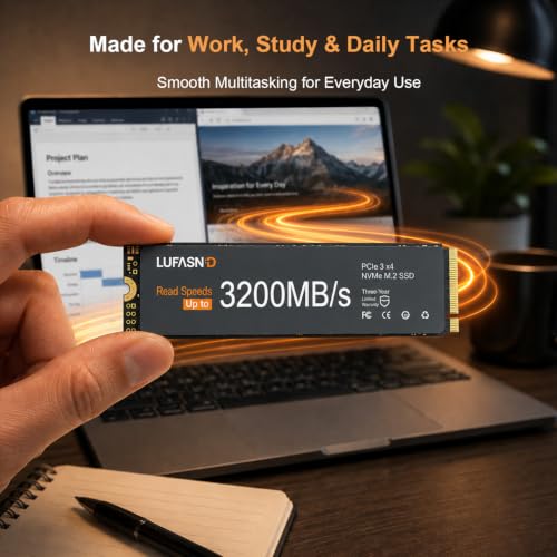 1TB M.2 NVMe SSD 2280, PCIe Gen3 x4 Internal Solid State Drive, Up to 3200MB/s, 3D NAND TLC with SLC Cache, High-Speed Storage Upgrade for Laptop & Desktop PC