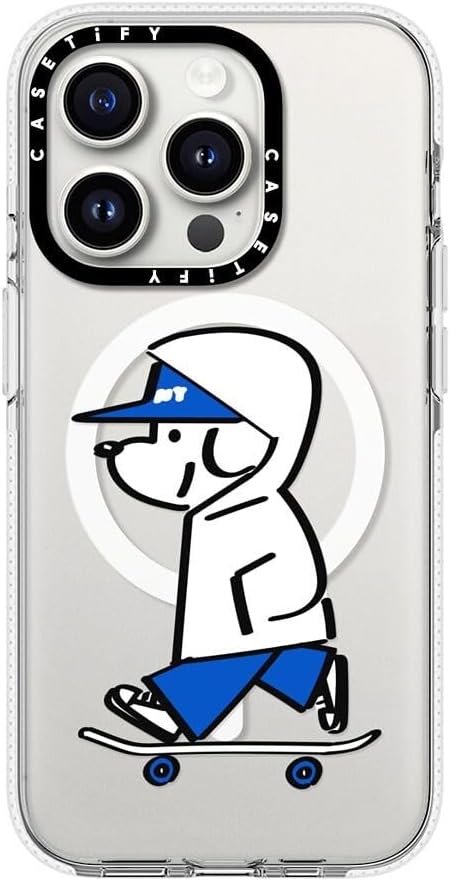 CASETiFY Clear iPhone 15 Pro Case [Not Yellowing / 6.6 ft. 3X Military Grade Drop Protection/Magsafe] - Skater John -Hello My Friend 04 - Clear