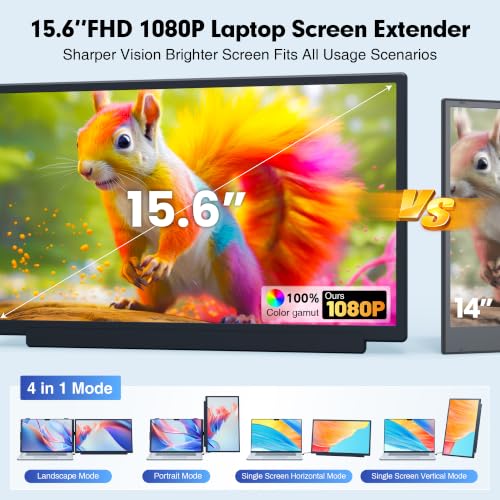 15.6" Laptop Screen Extender, FHD 1080 IPS Detachabl | Computer Access - Image 4