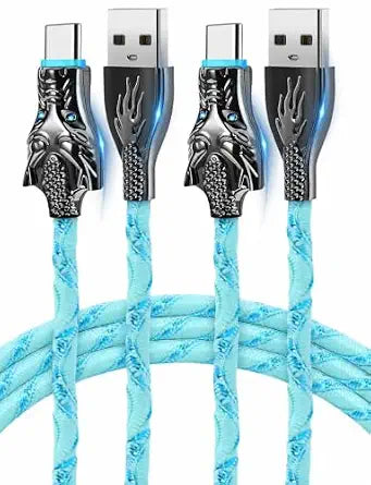 USB to USB C Cable 2Pack 10FT With Light USB A to USB C Fast Charging Cord - Image 1