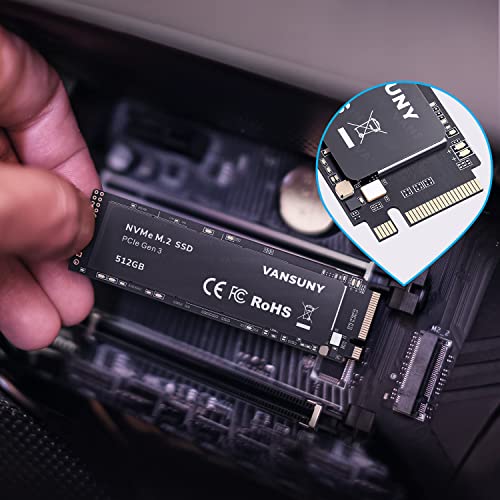 Vansuny 512GB NVMe M.2 Internal Solid State Drive PCIe 3.0 TLC M.2 SSD 3D NAND 2280 Speed up to 3400/2900MB/s Internal Solid State Hard Drive PCIe SSD