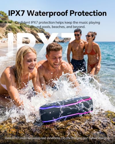 Bluetooth Speaker, IPX7 Waterproof, 50W Peak/25W RMS, Matte Black - Image 4