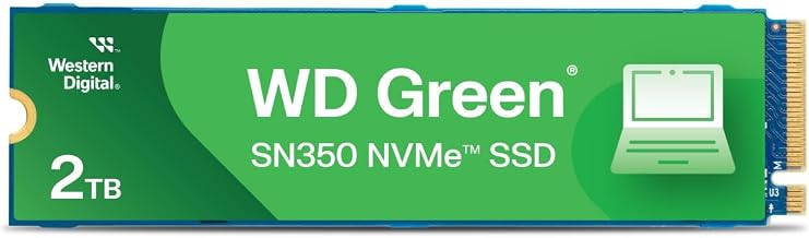 Western Digital 2TB WD Green SN350 NVMe Internal SSD Solid State Drive - Gen3 PCIe, QLC, M.2 2280, Up to 3,200 MB/s - WDS200T3G0C - Image 1