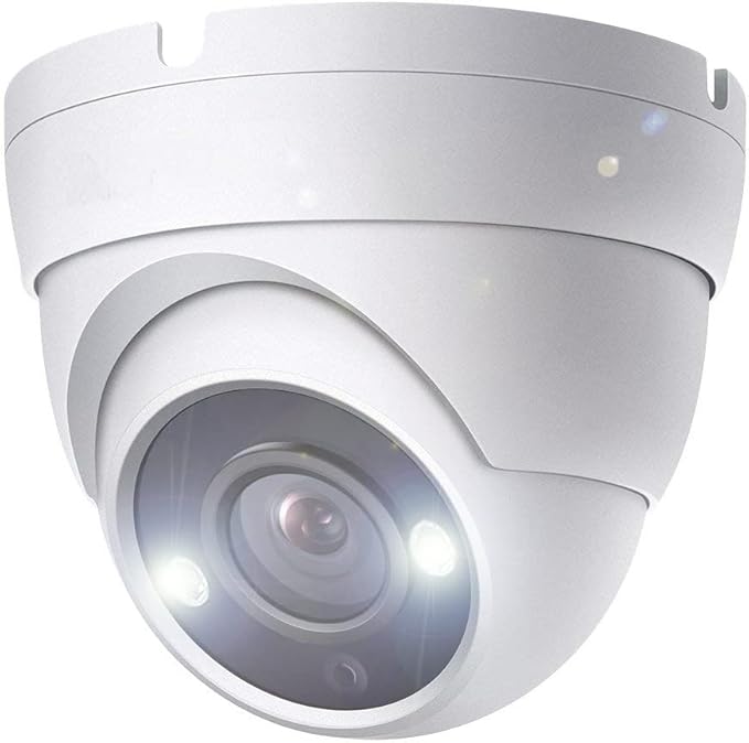 2MP HD Full Color Night Vision Dome TVI CCTV Surveillance Security Coax Camera with Visible White LED Lights, Compatible with Analog TVI CVI AHD DVR, 2.8mm Wide Angle, 65ft Night Vision, Outdoor