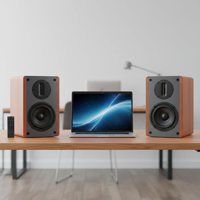Bluetooth Bookshelf Speakers, 100W X 2 Powered TV Speakers with 5.25 Inch Woofer, Turntable Speakers for TV and PC Speaker with Optical/AUX/RCA/HDMI Input Used Ribbon Tweeter Speaker