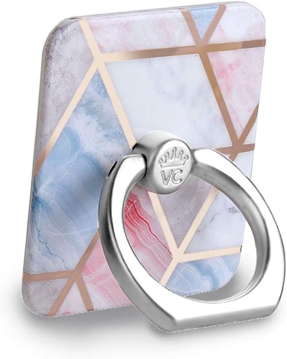 Velvet Caviar Cell Phone Ring Holder - Finger Ring & Stand - Improves Phone Grip Compatible with iPhone, Galaxy and Most Cases (Except Silicone/Leather) - Geometric Marble
