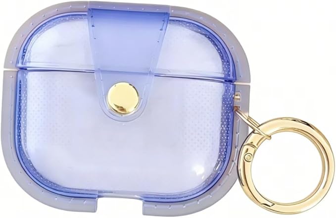for AirPods Pro 3 Case 2025 with Lock Clear Cases,Soft TPU Cover for Airpods Pro 3rd Case for Air pod Pro 3 Cover with Keychain for Airpods Pro 3 Gen for Women Girls (Blue)