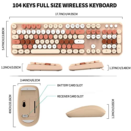 FOPETT Keyboard and Mouse Sets Wireless,Reliable 2.4 GHz Connectivity for PC,Laptop,Smart TV and More (Milk Tea Color) - Image 3