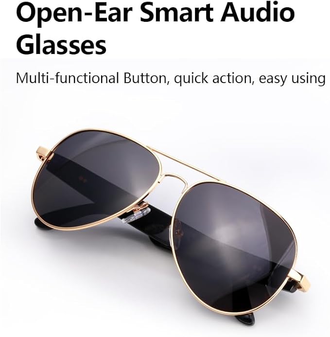 Bluetooth Audio Smart Sunglasses with Speakers, UV400 Protection Blue Light Blocking Glasses for Men Women