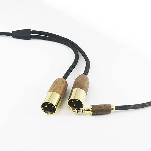 NewFantasia 4.4mm Balanced Male to 2 XLR Male Audio Adapter Cable 6N OCC Copper Silver Plated Cord Walnut Wood Shell 4.4mm to 2 XLR Balanced Cable 1m/3.3ft/39inches