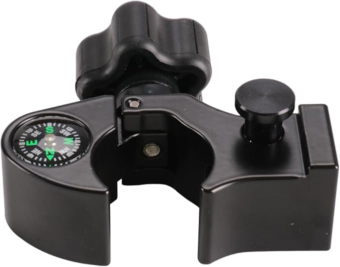 Aluminum Data Collector Holder – Quick Release Clamps Open Clamp Bracket with Compass, GNSS Accessory Pole Clamp for 32mm/1.25" Poles, T-Style Claw Type Holder for GPS Surveying Equipment