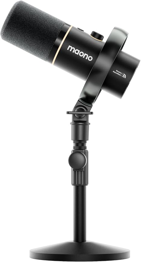 MAONO PD200W Hybrid Wireless Podcast Microphone for PC, Dynamic XLR USB Mic