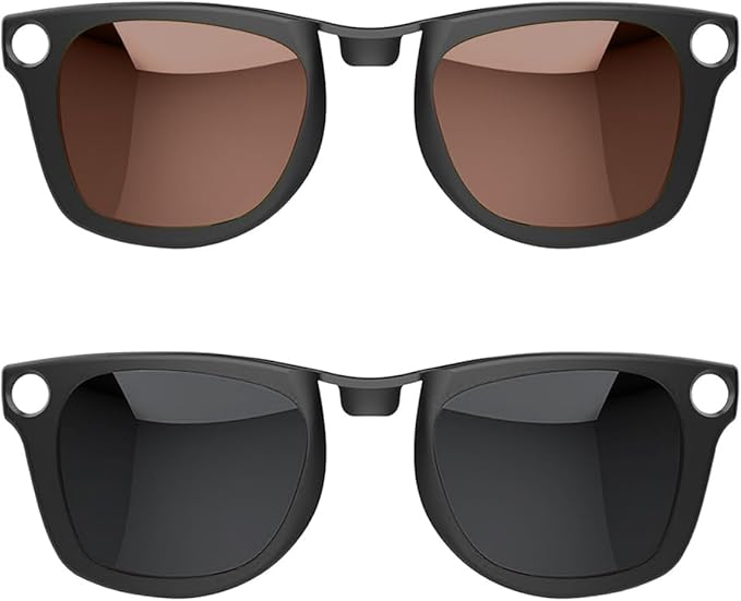 2PCS Polarized Clip for Ray-Ban Meta Wayfarer & Gen 2 (RW4006/RW4012, M Size, 50-22), Discoloration Clip for Meta Wayfarer Gen 2 UV Protection, Smart Glasses Color Changing Clip Set (Black Gray+Tea)