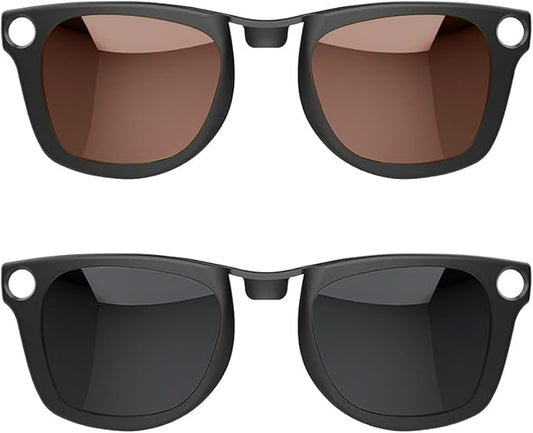 2PCS Polarized Clip for Ray-Ban Meta Wayfarer & Gen 2 (RW4006/RW4012, M Size, 50-22), Discoloration Clip for Meta Wayfarer Gen 2 UV Protection, Smart Glasses Color Changing Clip Set (Black Gray+Tea)