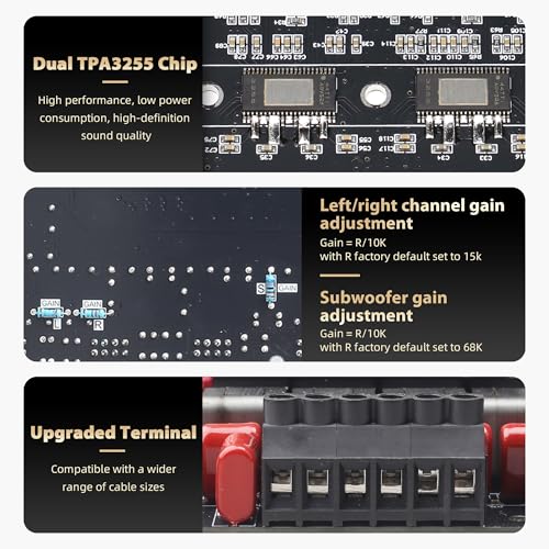 S600X-W Power Amplifier Board Bluetooth5.2 TPA3255 Chip with Subwoofer 2.1 Channel 300W×2+600W (S600X-W)