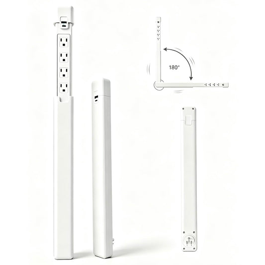 Outlet Extender, Telescopic 4 AC Outlets USB‑A & USB‑C Surge Protector
