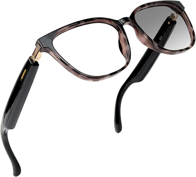 AI Smart Glasses with Real-Time Translation & Voice Assistant – Bluetooth Sunglasses with Noise-Cancelling Calls, Music, Touch Control, Photochromic Lenses, UV & Blue Light Protection-Tortoiseshell