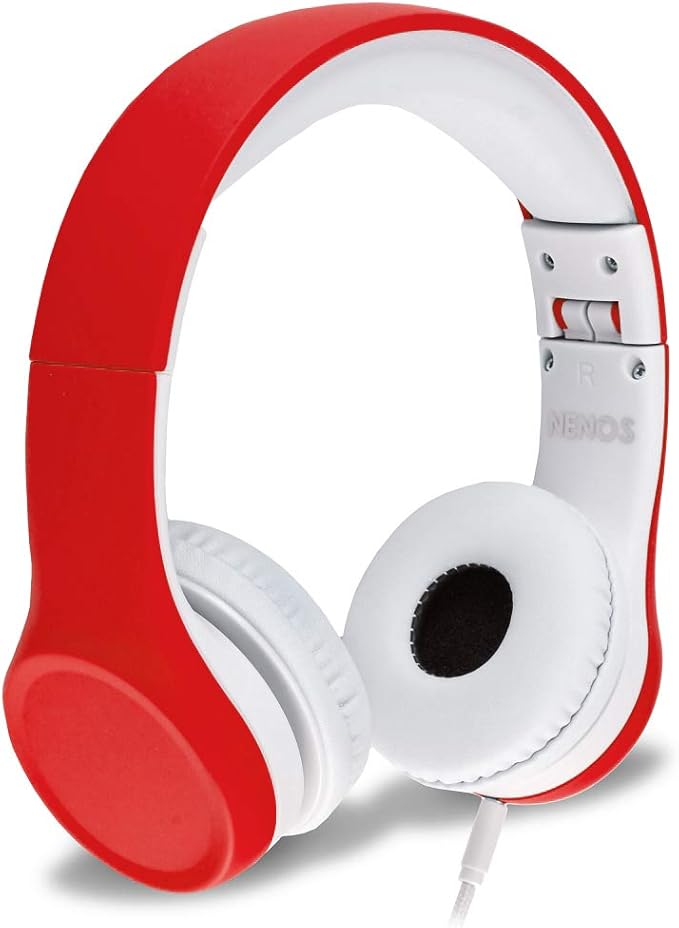Nenos Kids Headphones for Toddlers - Limited Volume (Red)