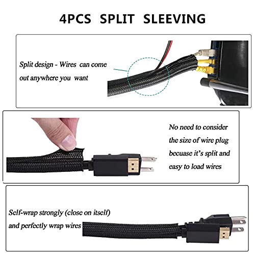 Cord Management Organizer Kit 4 Cable Sleeve split 192PCS Cable Management