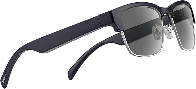 Smart Glasses Bluetooth - IP5 Waterproof Audio Sunglasses for Women and Men, Open Ear Sound Built-in Mic & Speakers, Polarized Sunglasses Lenses Smart Devices Voice Assistant (Silver)