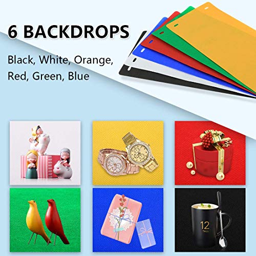 PULUZ Light Box Mini Photo Studio, 72 Pcs LED Lights with Adjustable White/Warm/Soft Lighting, 6-Color Backdrops, Portable Photography Lightbox for Small Product Display