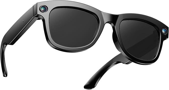 1080P HD AI Smart Camera Glasses, 8MP Camera Bluetooth 5.4 Recording Glasses, Dual Mic ENC Noise Reduction, Blue Light Filtering Lenses, Video Glasses with Men and Women, M01Pro Black