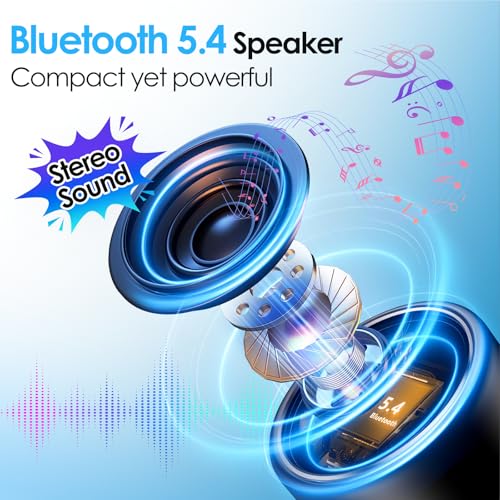 Portable Bluetooth Speaker 5.4, Mini Speaker with Noise Reduction Mic,Black