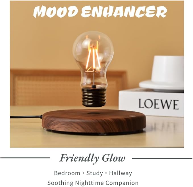 MOOCCI Magnetic Levitation Bulb 360° Rotating Ambient Light, Ideal for Home Decor, Perfect as a Gift for Valentine's Day, Halloween, Christmas, or Anniversary Celebrations