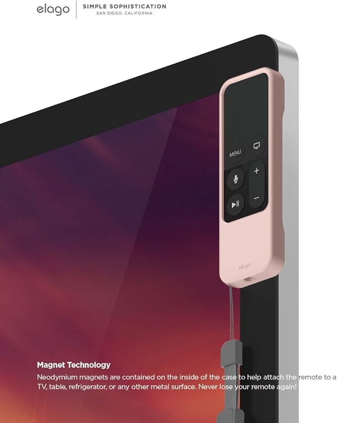 elago R1 Intelli Case [Sand Pink]-[Magnet Technology][Anti-Slip][Lanyard Included][Heavy Shock Absorption] Compatible with Apple TV Siri Remote 1st Generation