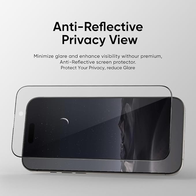 FLOLAB NanoArmour ONETIME PRO for iPhone 16 Pro Max Privacy Screen Protector, Anti-Reflective, 3D Edge-to-Edge, Anti-Spy Tempered Glass, Reinforced Edges, Durable, Smooth, Easy Install, Dust-Free