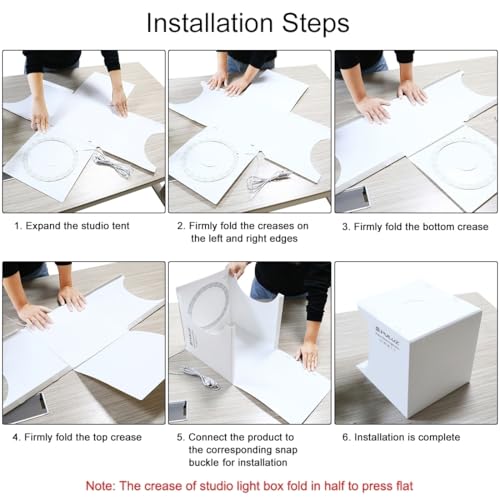 PULUZ Light Box Mini Photo Studio, 72 Pcs LED Lights with Adjustable White/Warm/Soft Lighting, 6-Color Backdrops, Portable Photography Lightbox for Small Product Display