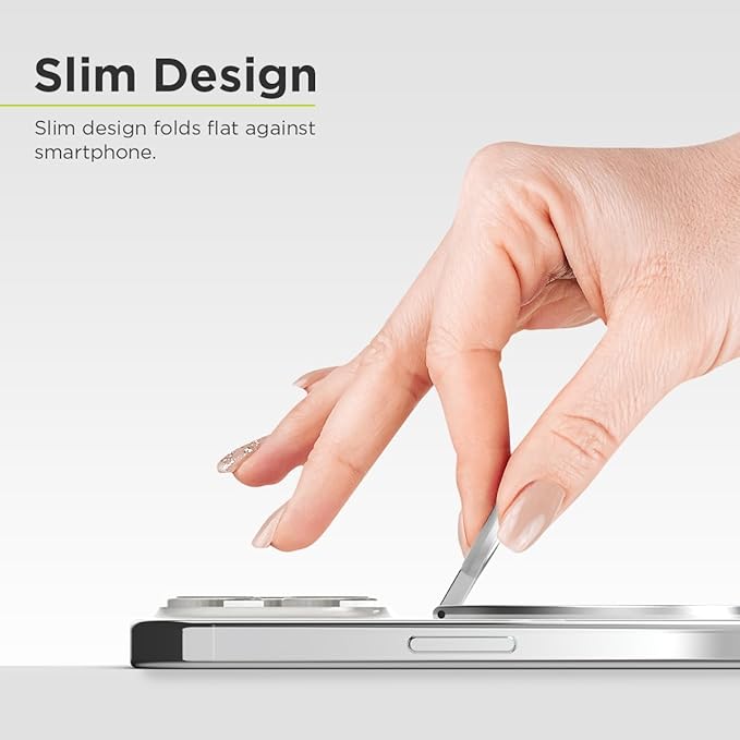 PureGear Magnetic Phone Grip Ring Stand, Magnetic Phone Ring Holder for MagSafe iPhone Air, 17, 17Pro, 17ProMax, 16, 16Pro, 16Plus, 16ProMax, 15, 15Plus,14,13,12, Adjustable Kickstand (Brushed Silver)